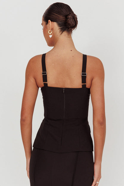 Top senza maniche con cerniera frontale Like I Do, nero