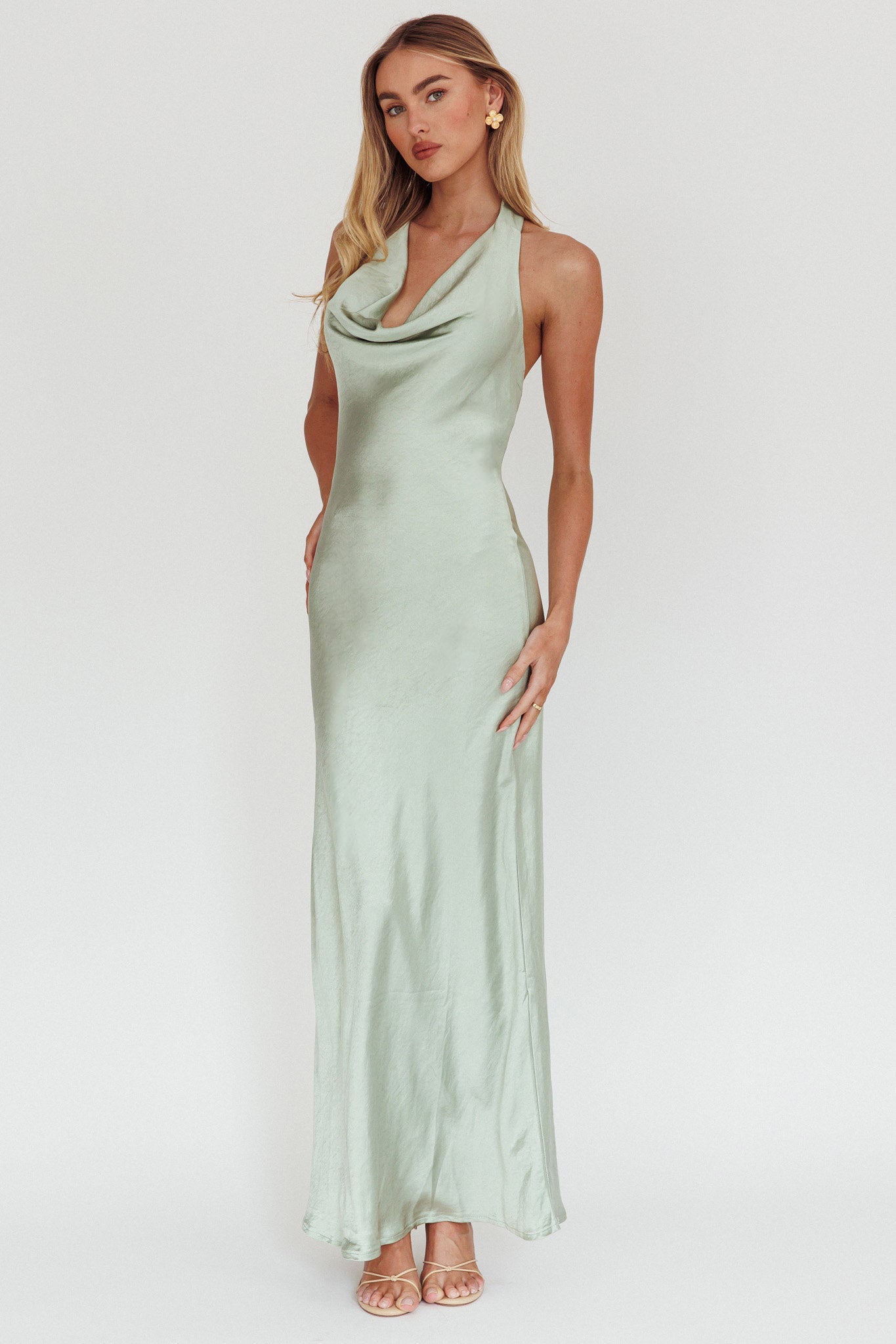 Abito lungo con scollo all'americana Element Matcha