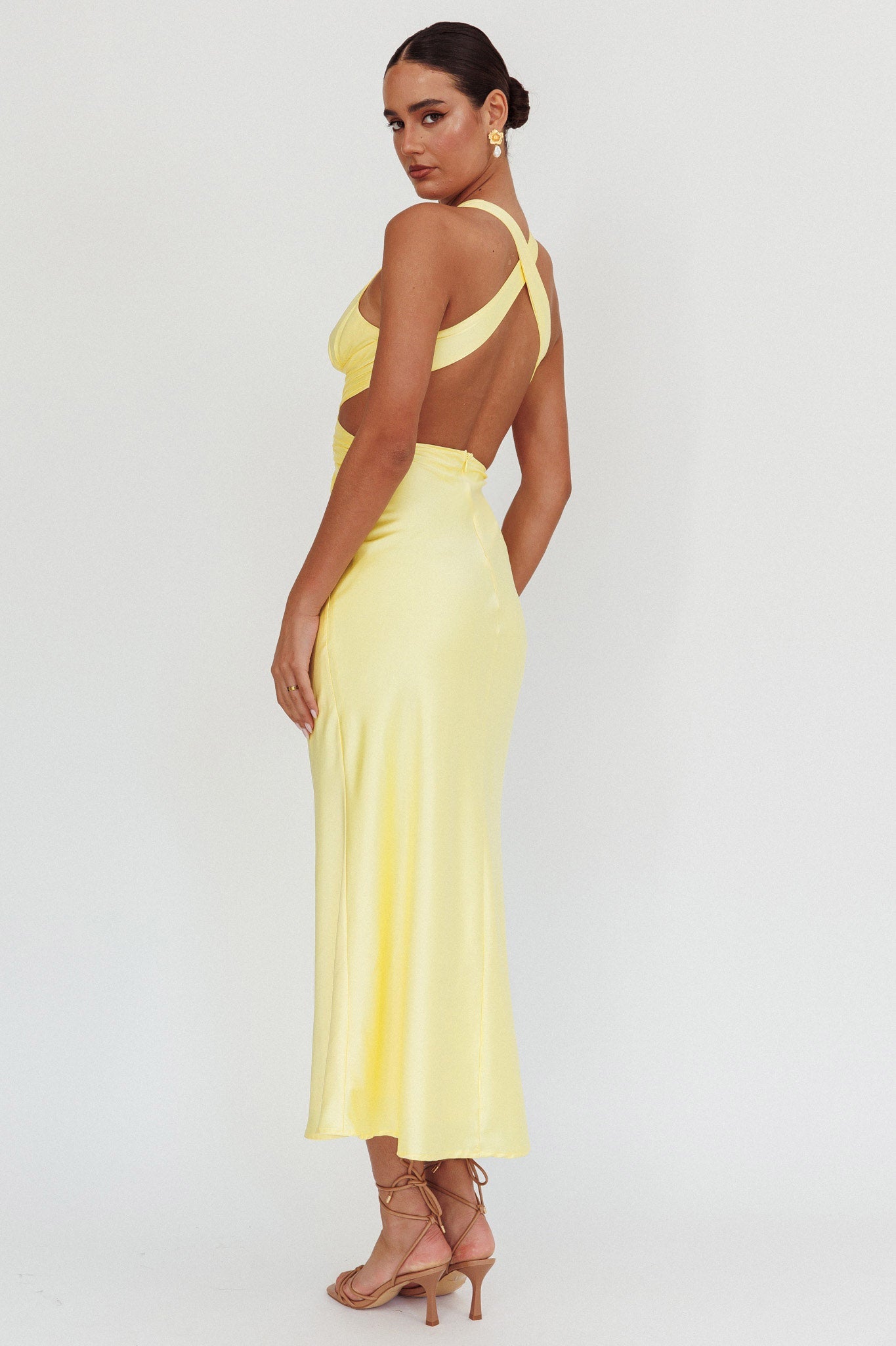 Abito lungo con scollo a V incrociato On And On, colore limone