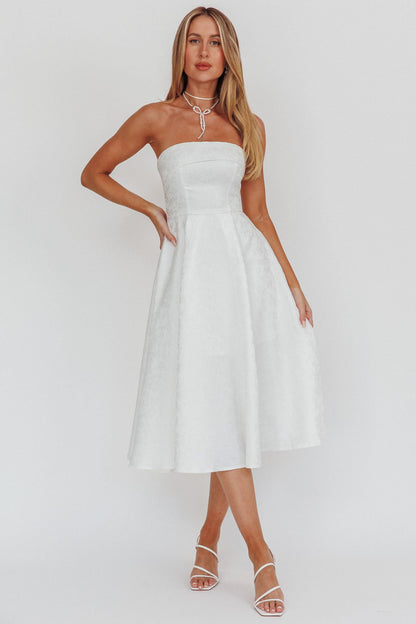 Abito midi a trapezio senza spalline Worship bianco