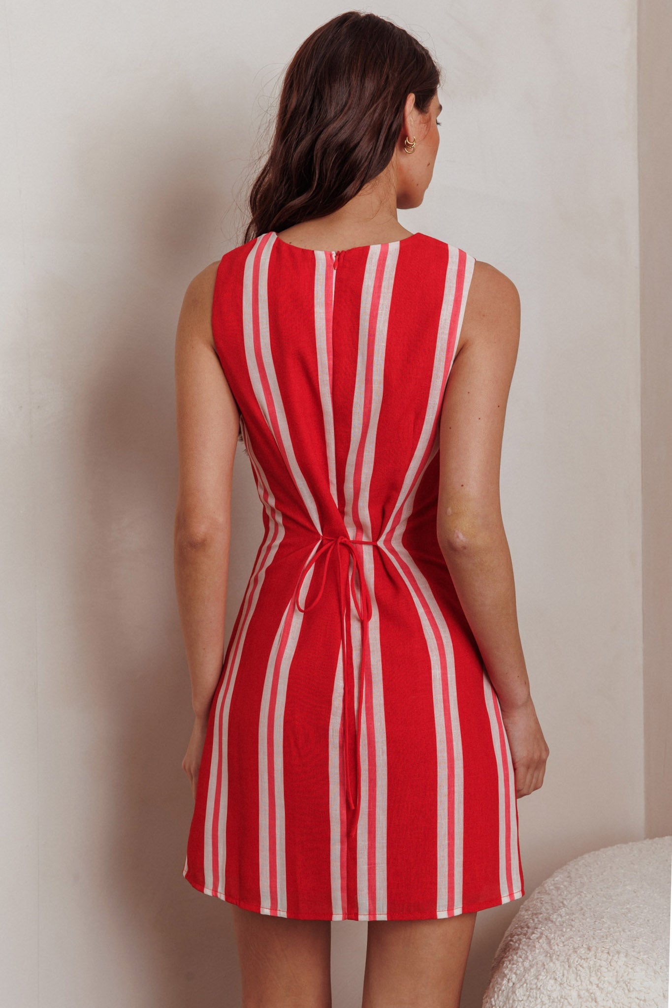 Kalena Mini abito a righe rosso con finta patta