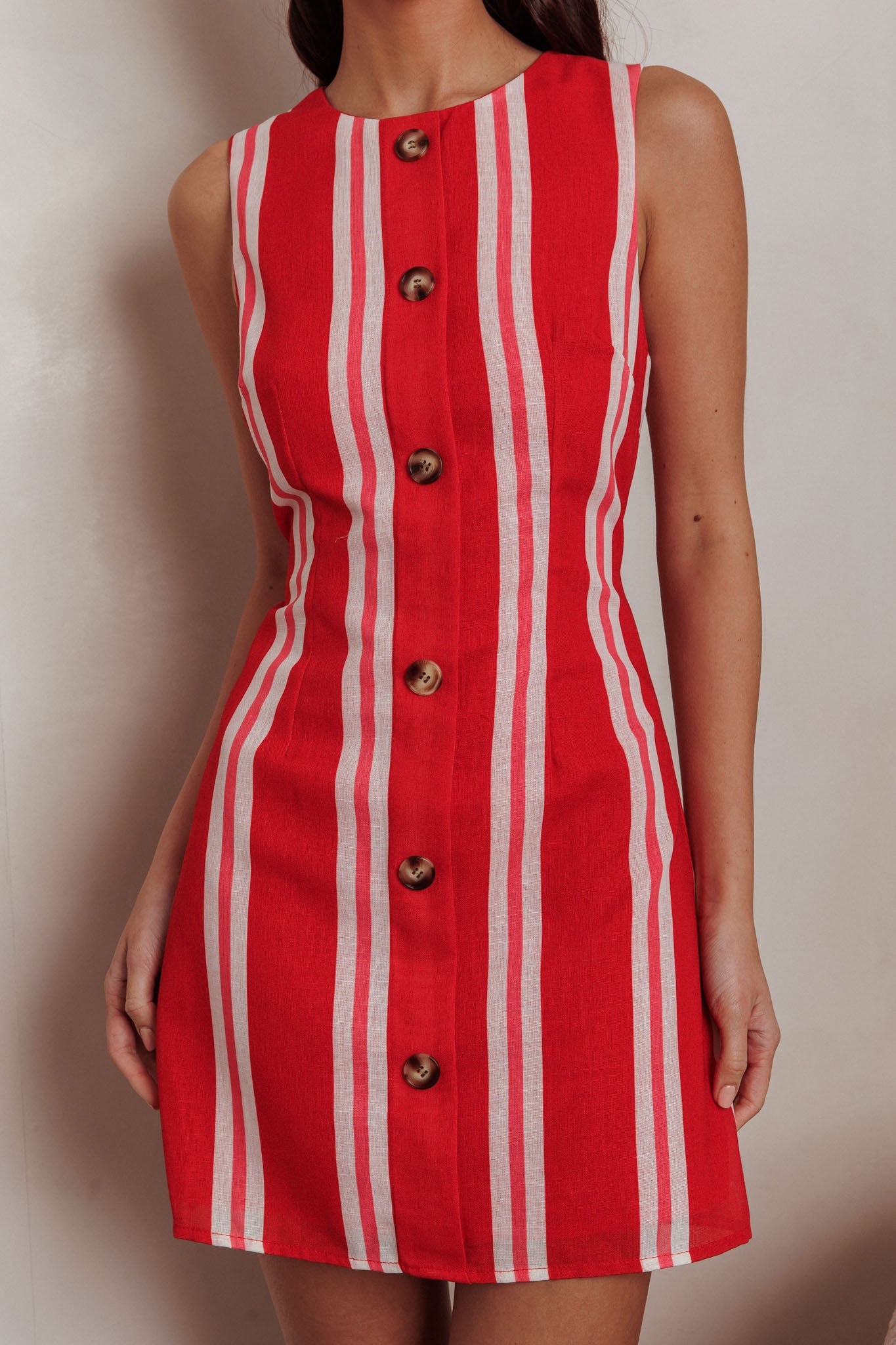 Kalena Mini abito a righe rosso con finta patta