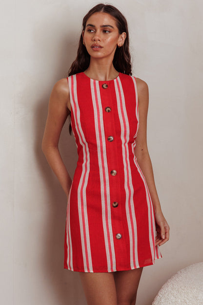 Kalena Mini abito a righe rosso con finta patta