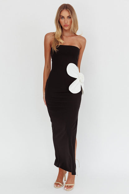 Abito lungo oversize a fiori No Competition nero
