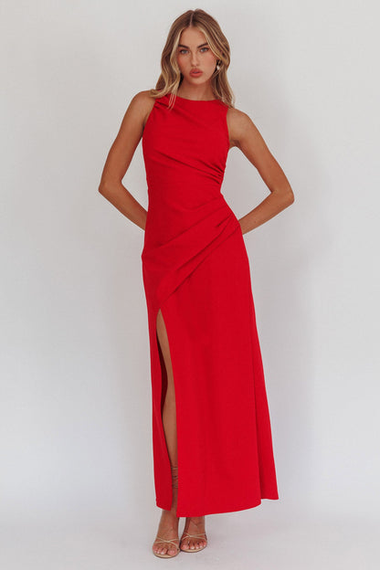Abito lungo rosso con lacci sulla schiena Firelights