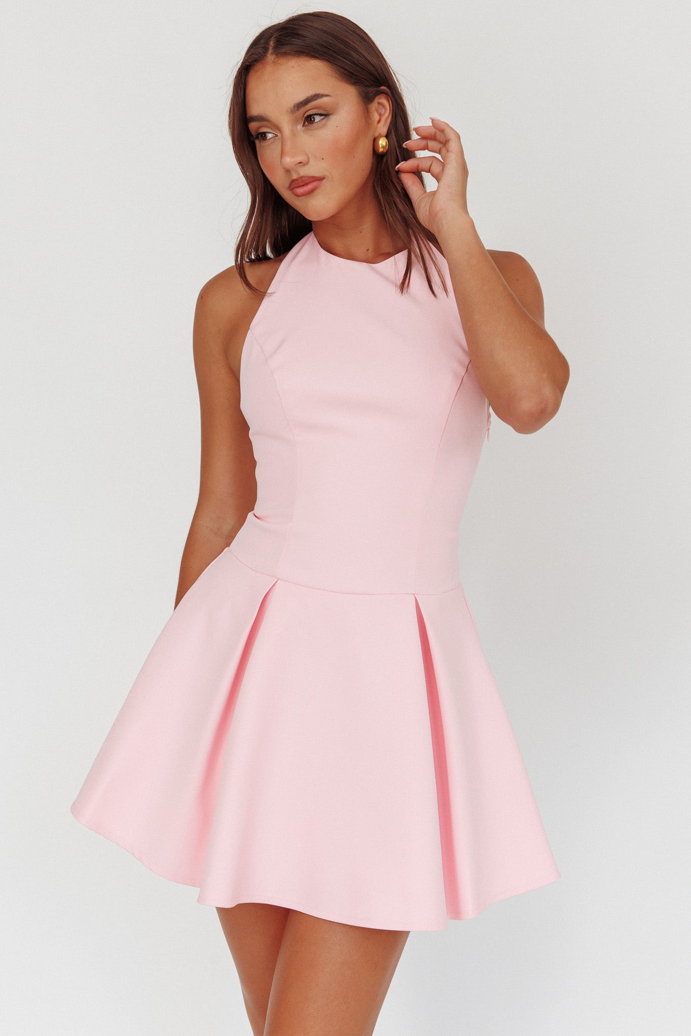 Mini abito rosa a pieghe Hype Girl