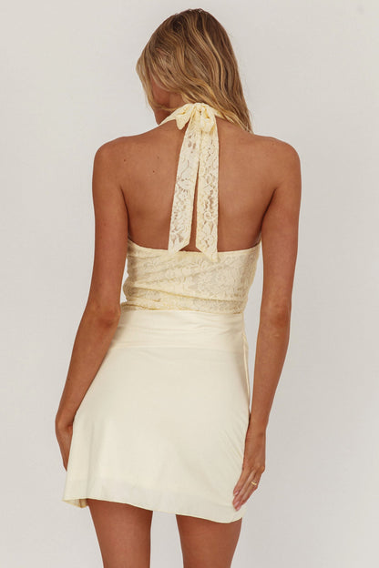 Mini abito con corpetto in pizzo Summerland color burro