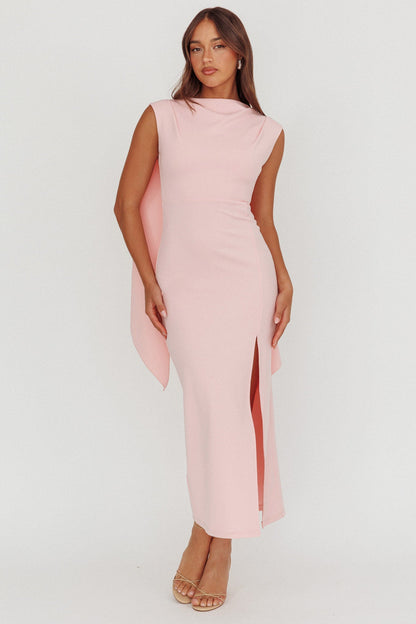 Looks Of Love Abito lungo con fascia sulle spalle rosa