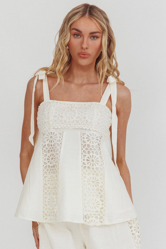 Top Baybreeze con spalle annodate bianco