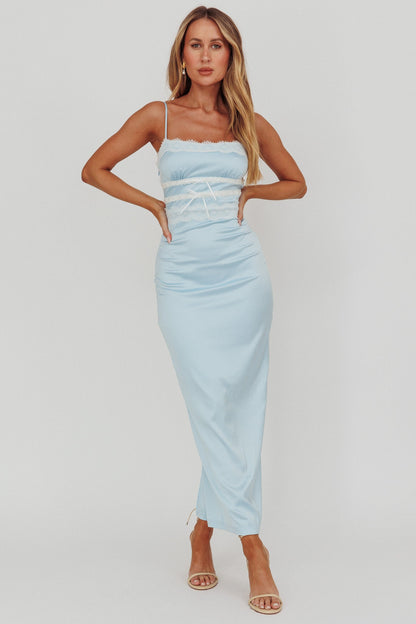 Abito lungo con bordi in pizzo Kellan blu