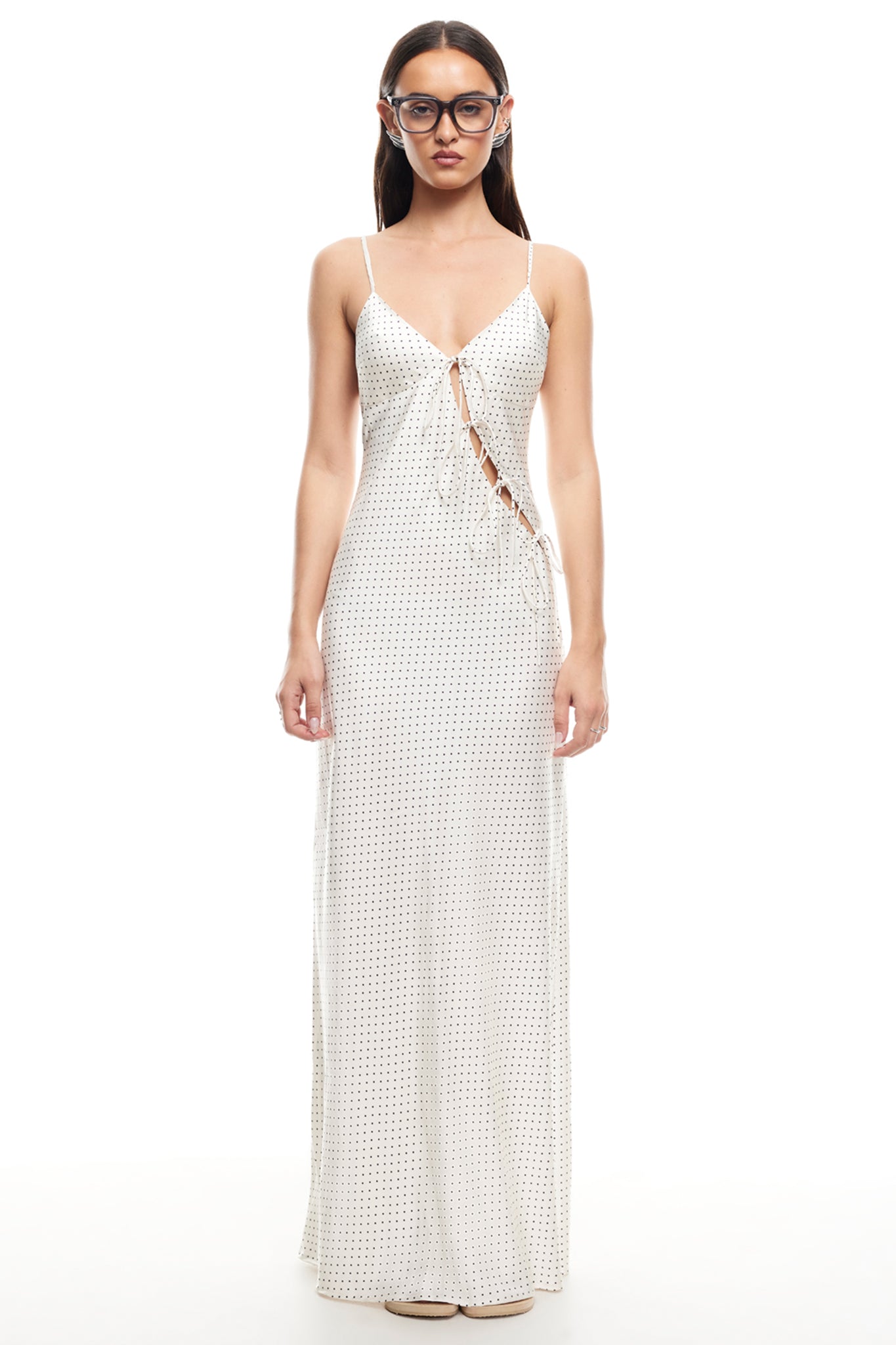 LIONESS About A Girl Maxi Dress Porcelain Polka