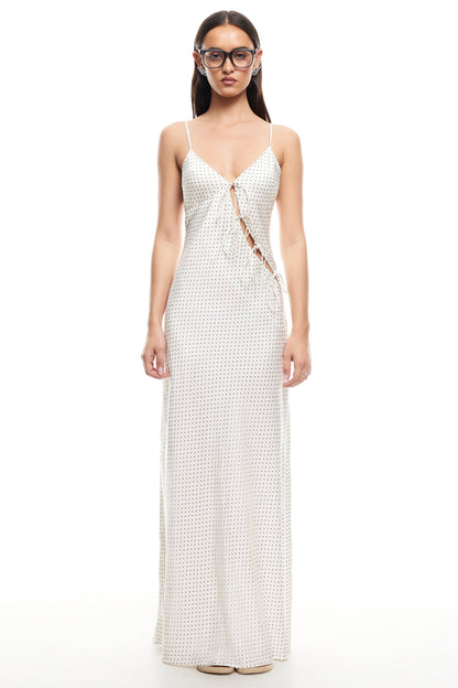 LIONESS About A Girl Maxi Dress Porcelain Polka