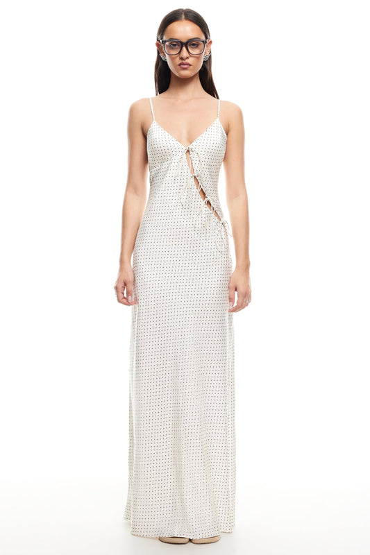 LIONESS About A Girl Maxi Dress Porcelain Polka