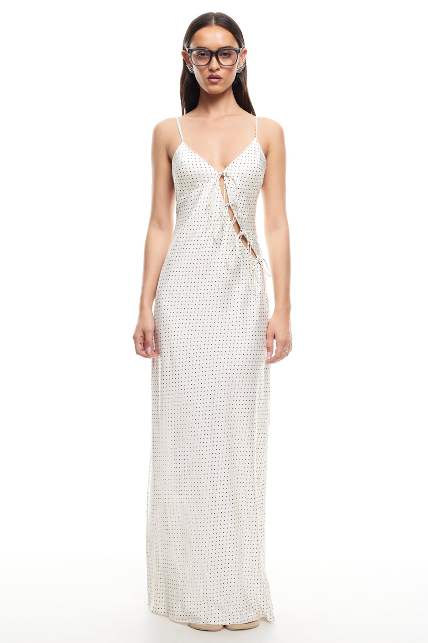 LIONESS About A Girl Maxi Dress Porcelain Polka