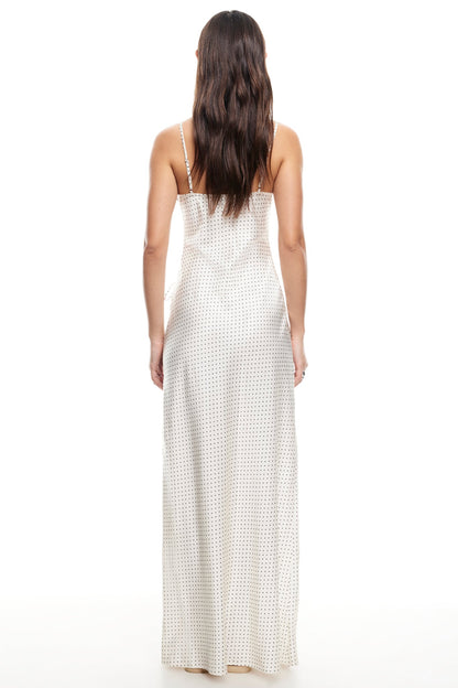 LIONESS About A Girl Maxi Dress Porcelain Polka