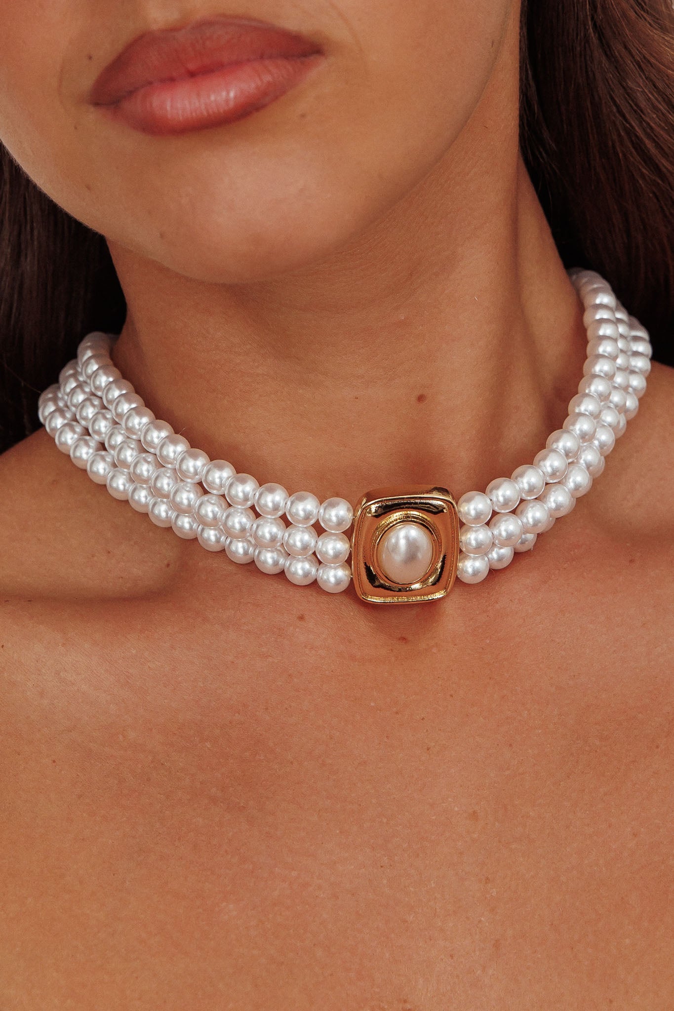 Collana con ciondolo Tamra Squoval in oro e perle