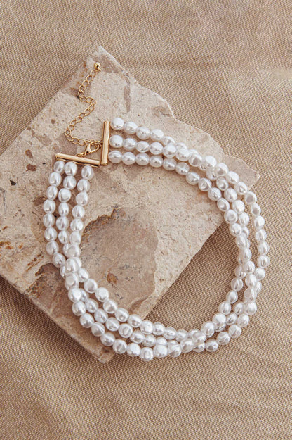 Collana barocca a tre fili Roxanne con perle