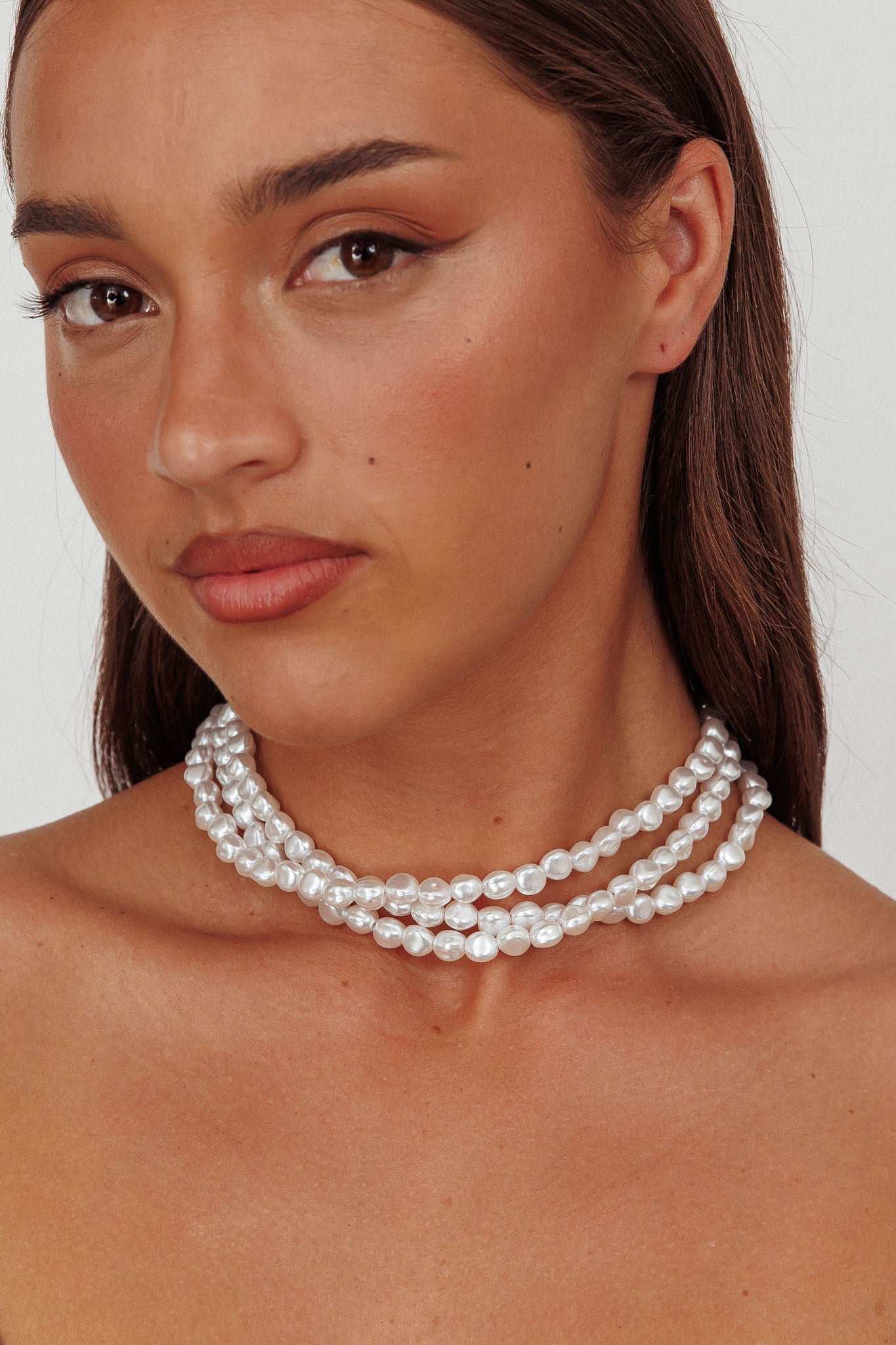 Collana barocca a tre fili Roxanne con perle