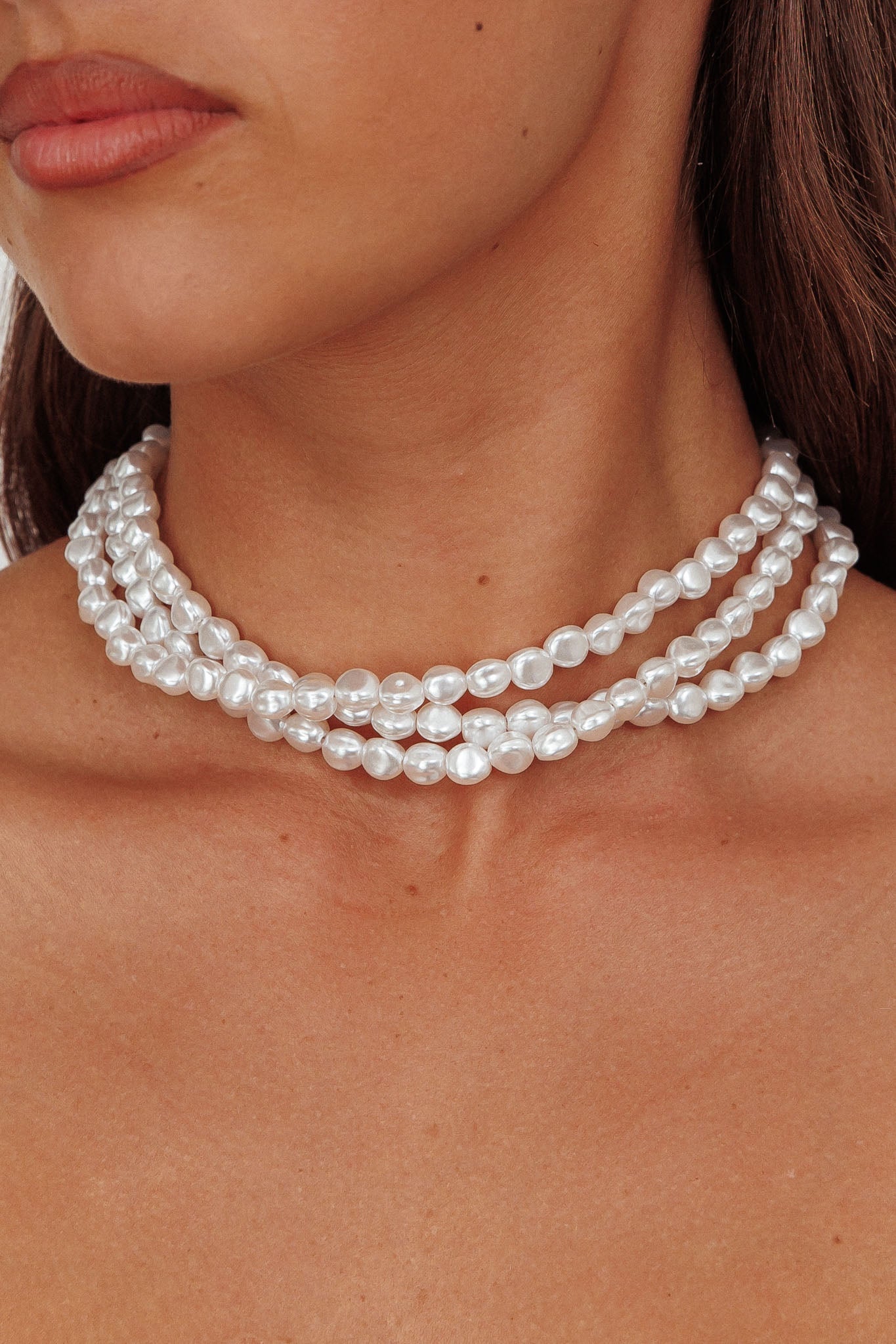 Collana barocca a tre fili Roxanne con perle