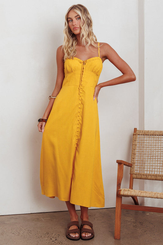 Abito midi con bottoni sul davanti e schiena unita Marigold