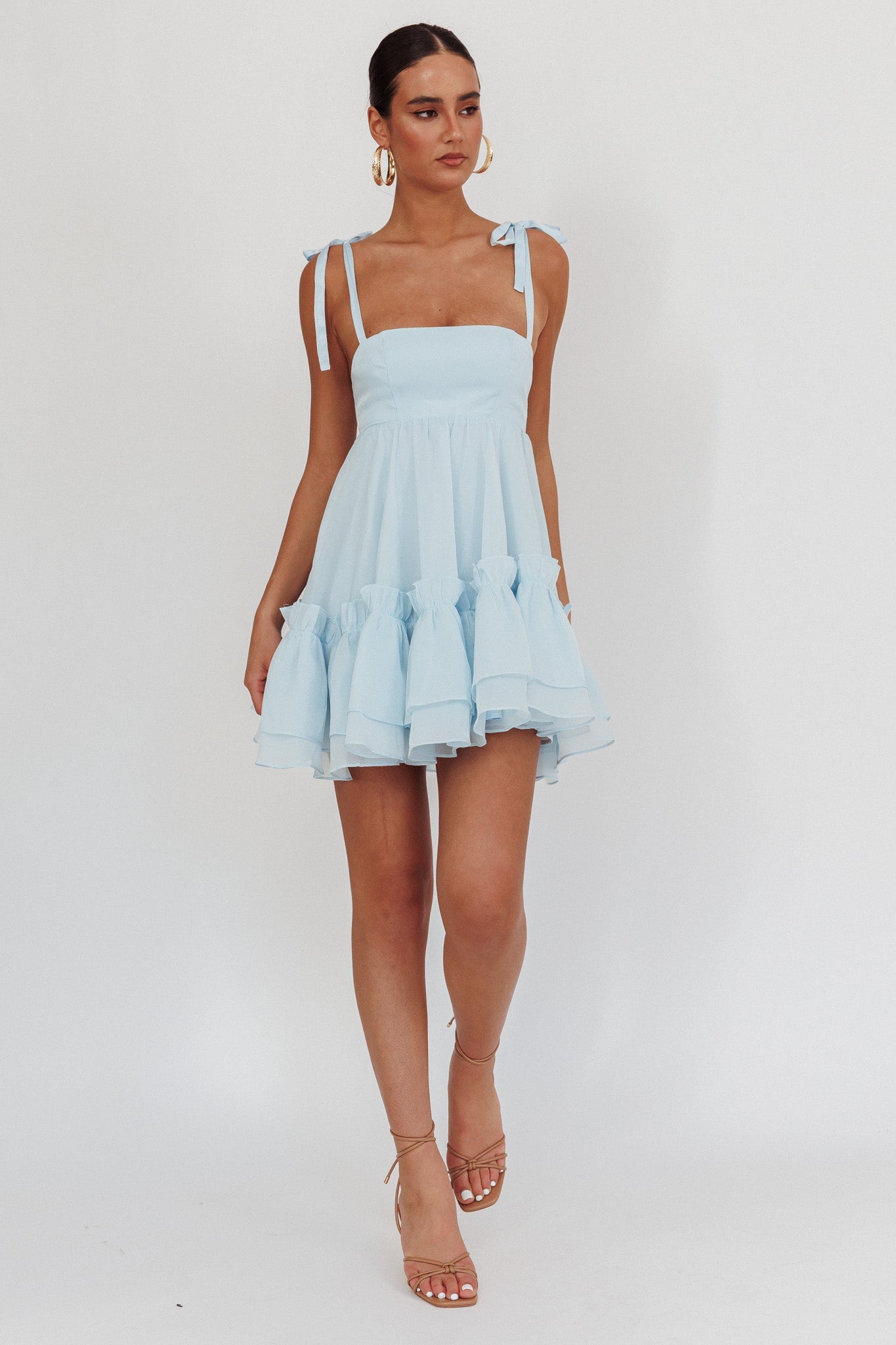 Abito babydoll con orlo a balze Dream Chaser blu
