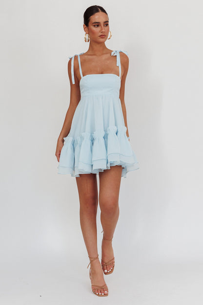 Abito babydoll con orlo a balze Dream Chaser blu