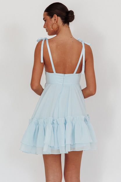 Abito babydoll con orlo a balze Dream Chaser blu