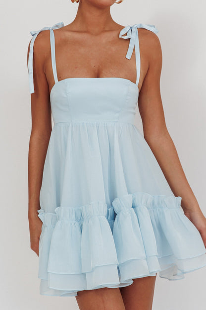 Abito babydoll con orlo a balze Dream Chaser blu