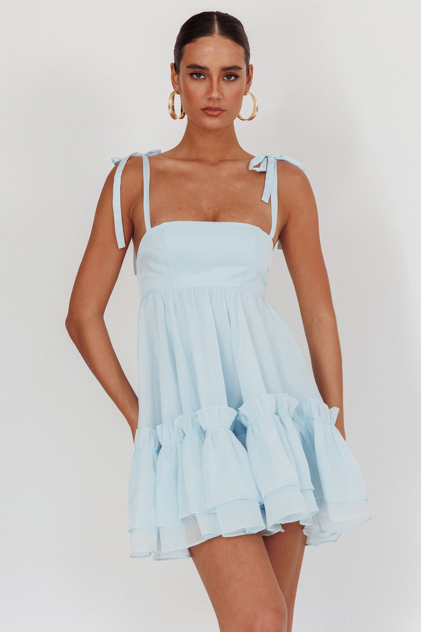 Abito babydoll con orlo a balze Dream Chaser blu