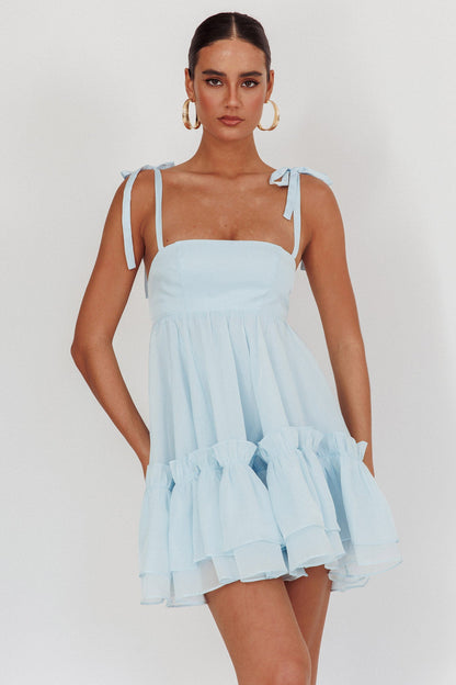 Abito babydoll con orlo a balze Dream Chaser blu
