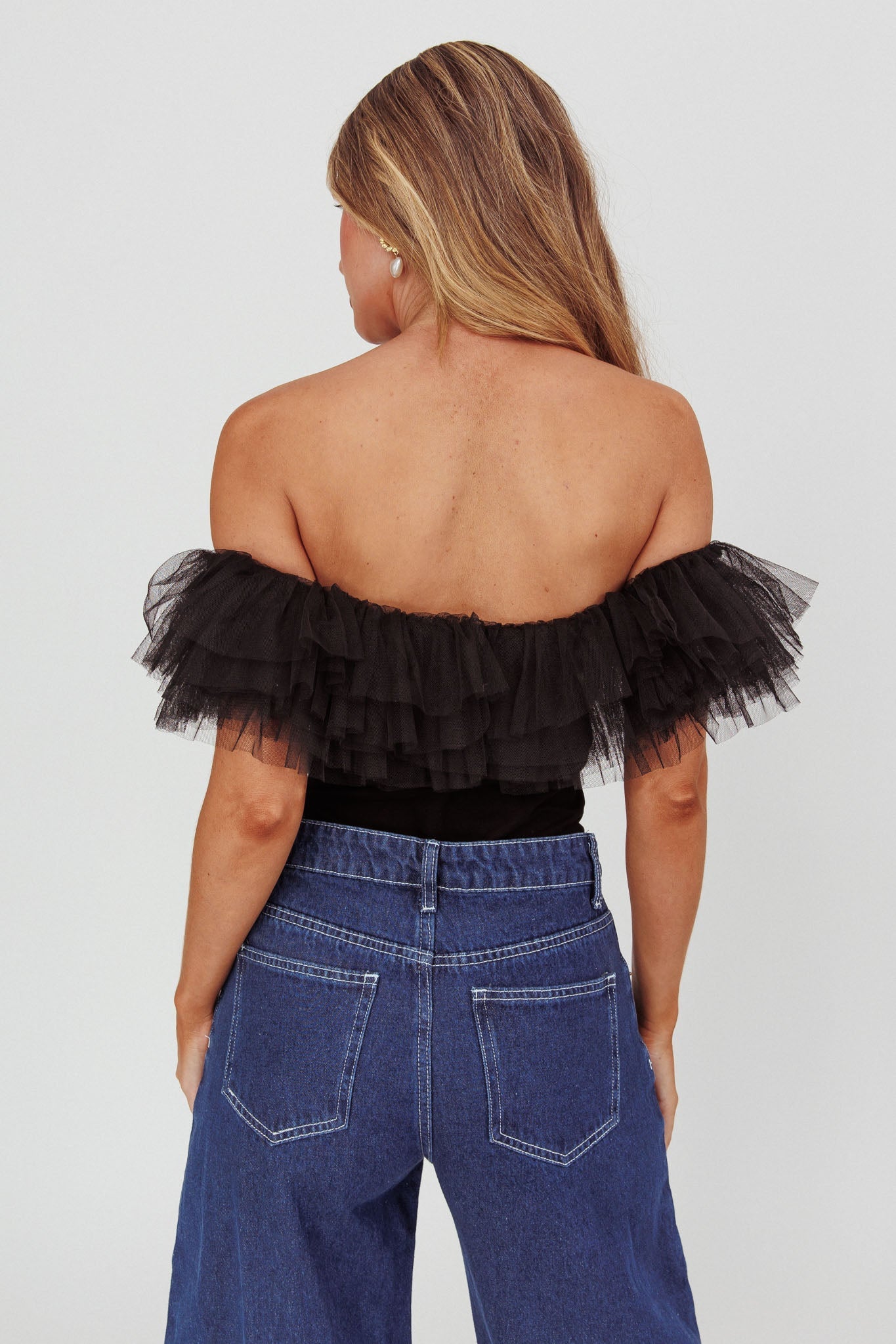 Body in tulle con spalle scoperte Opera Night nero