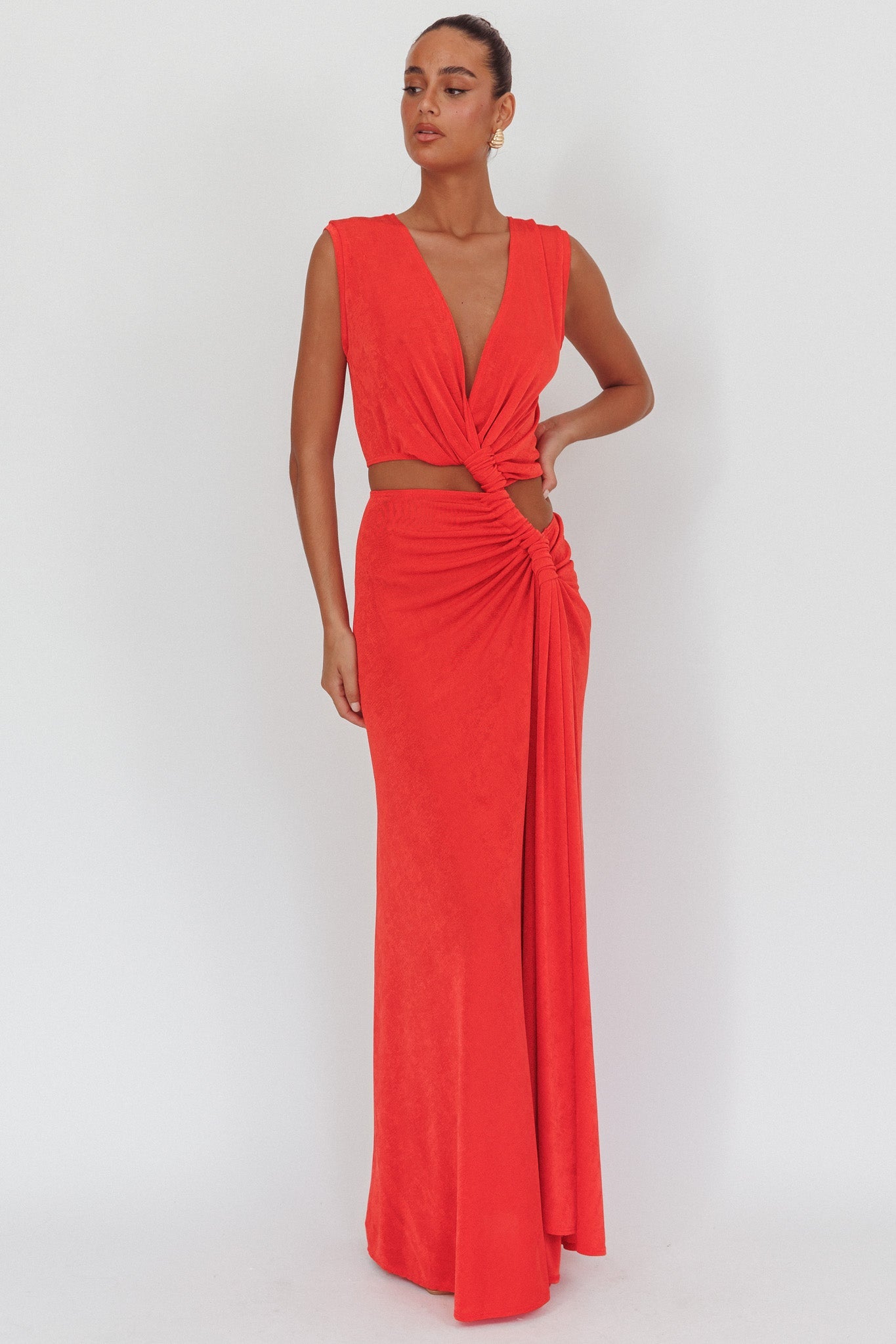 Abito lungo Mimosa Twist Waist Corallo