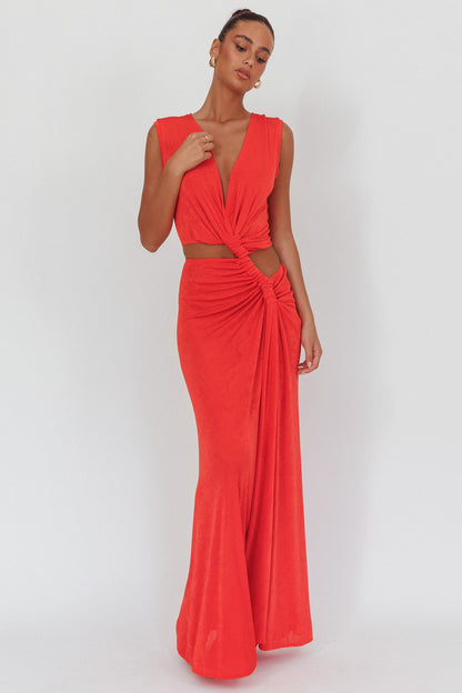 Abito lungo Mimosa Twist Waist Corallo