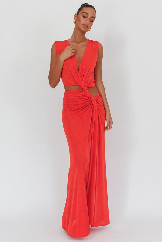Abito lungo Mimosa Twist Waist Corallo