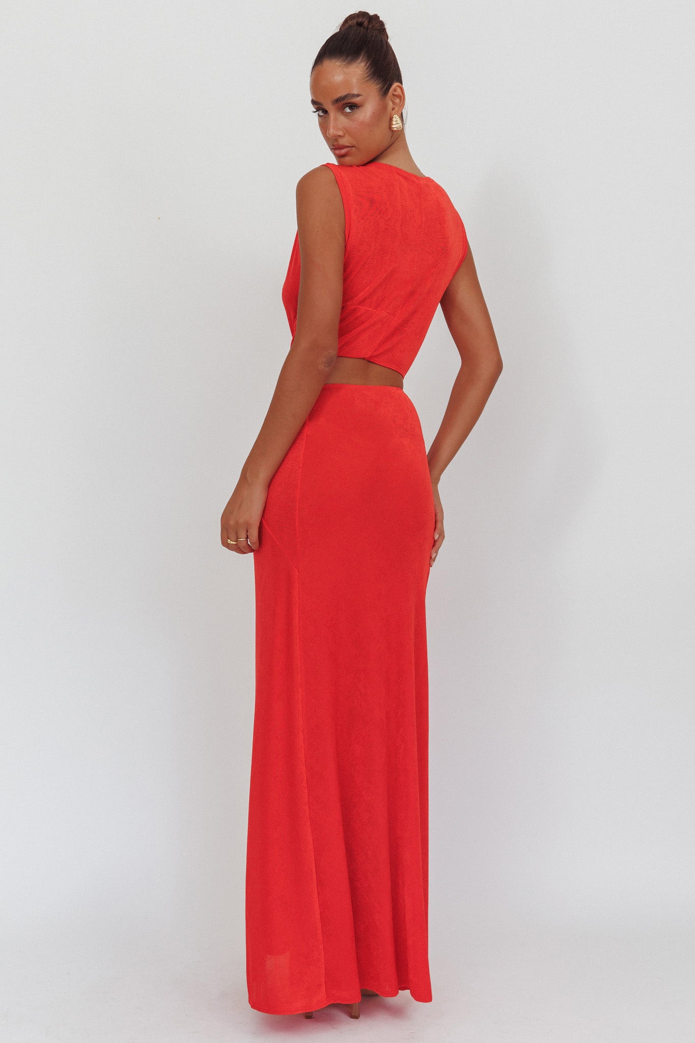 Abito lungo Mimosa Twist Waist Corallo