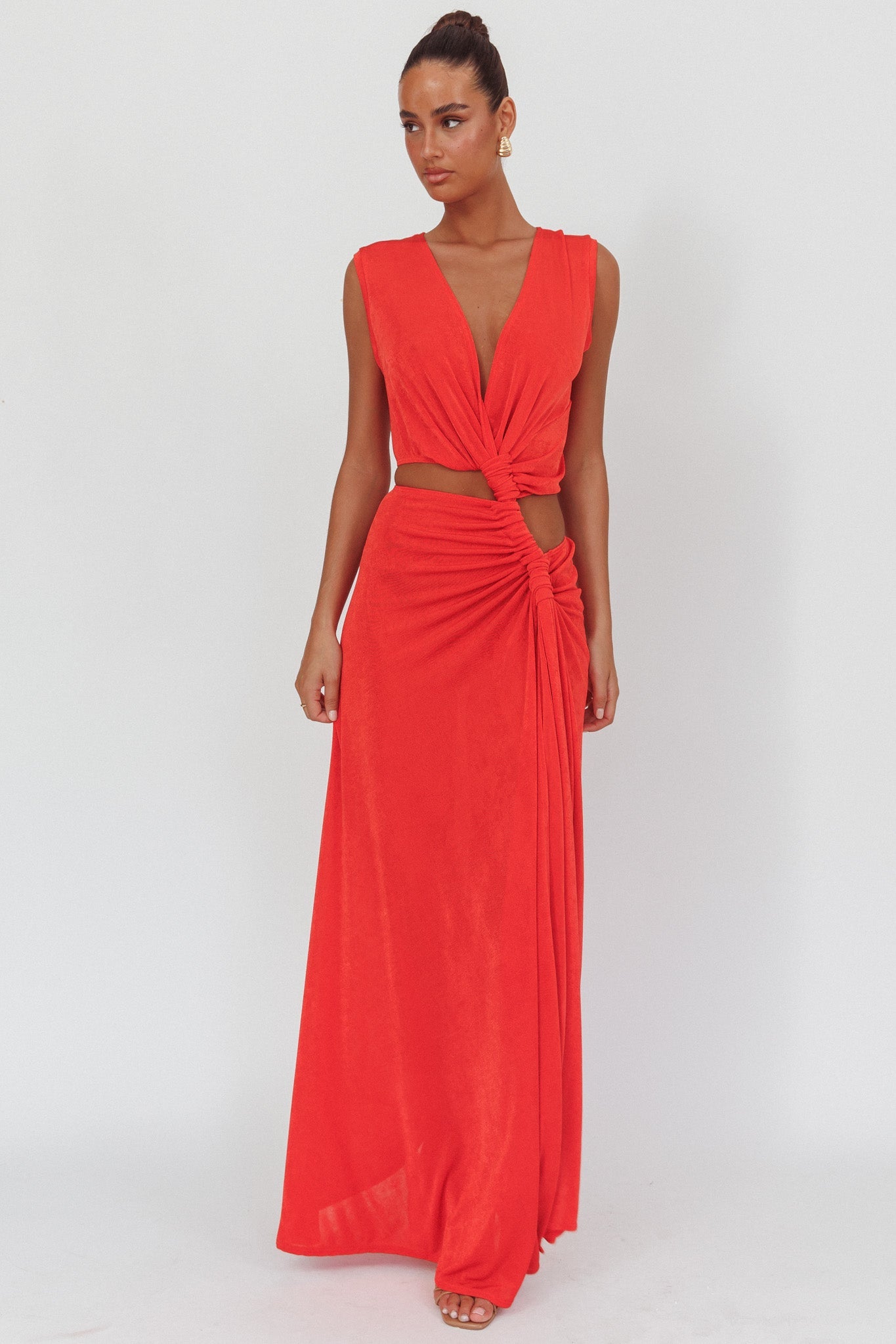 Abito lungo Mimosa Twist Waist Corallo
