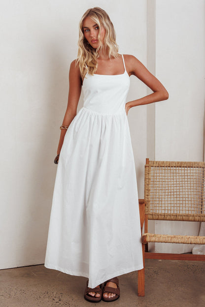 Abito lungo con tasche laterali Yelizaveta bianco