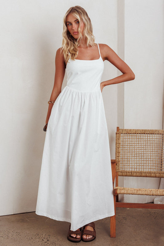 Abito lungo con tasche laterali Yelizaveta bianco