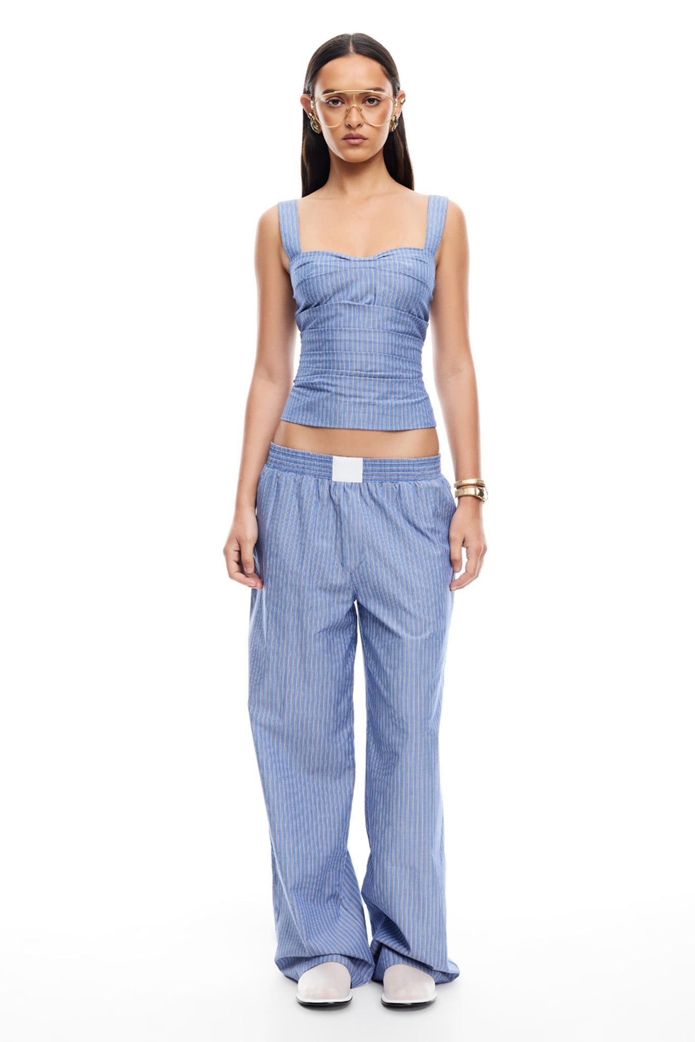 Pantaloni LIONESS Cobain a righe blu navy