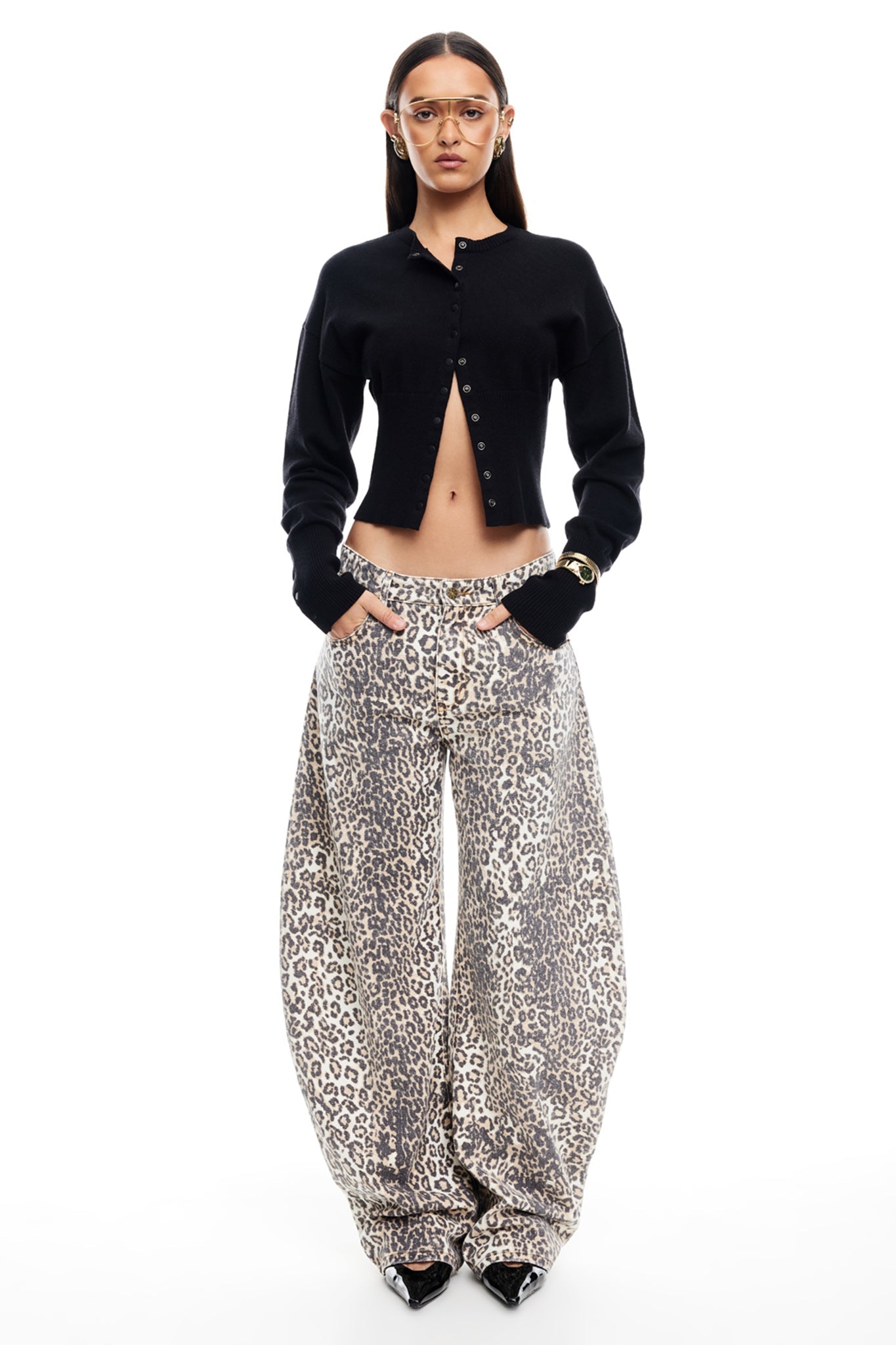 Jeans a ferro di cavallo LIONESS Leopard Fade