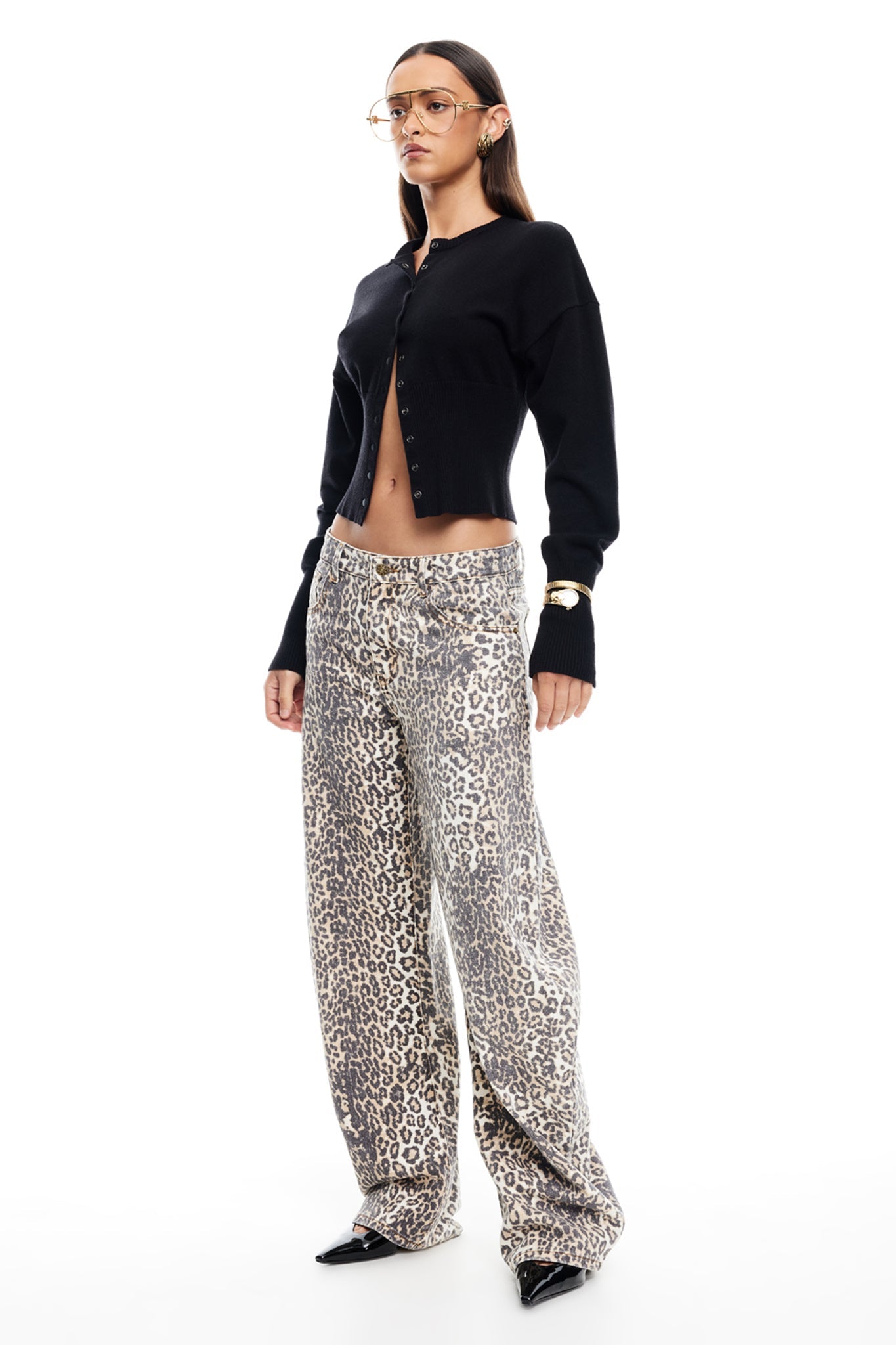 Jeans a ferro di cavallo LIONESS Leopard Fade