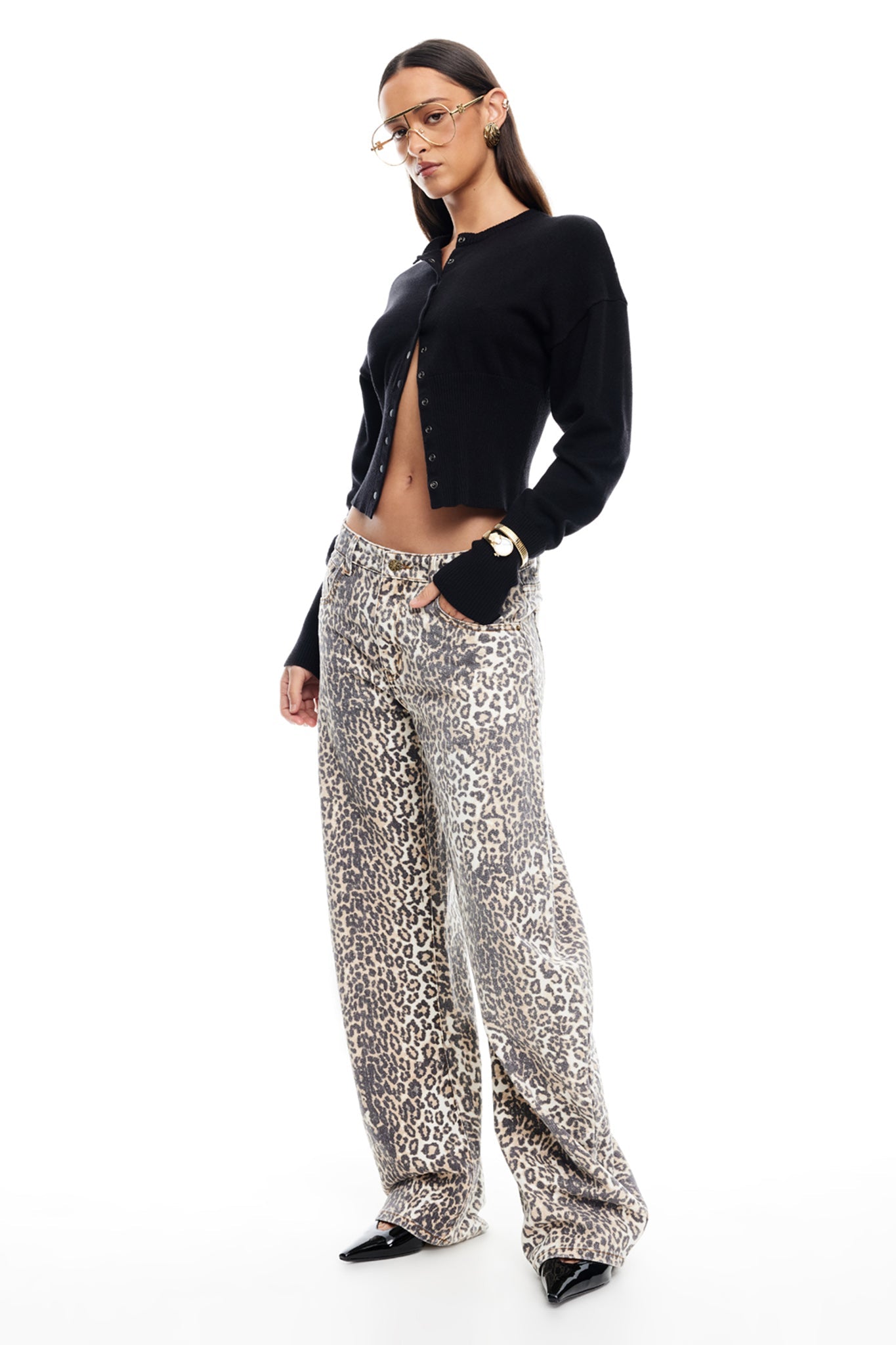 Jeans a ferro di cavallo LIONESS Leopard Fade