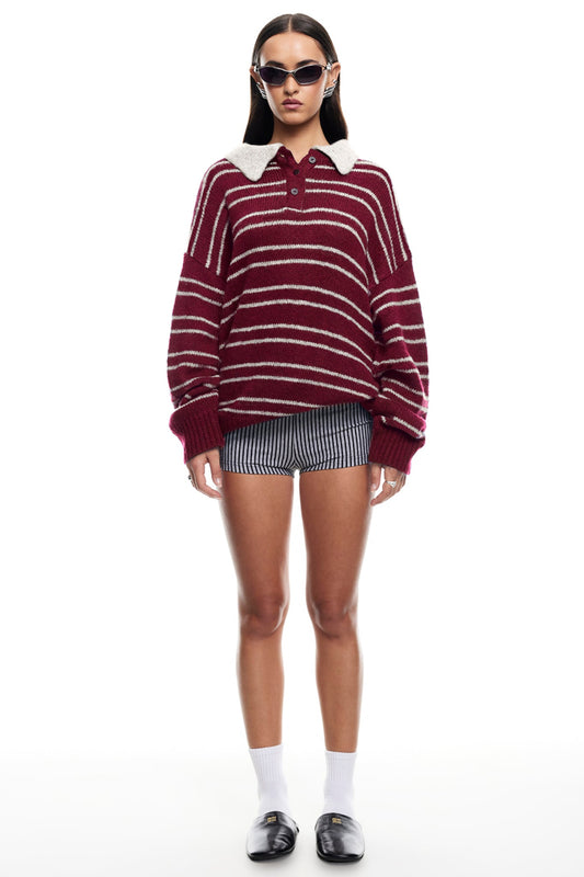 Maglione in jersey LIONESS Rising Sun color cremisi