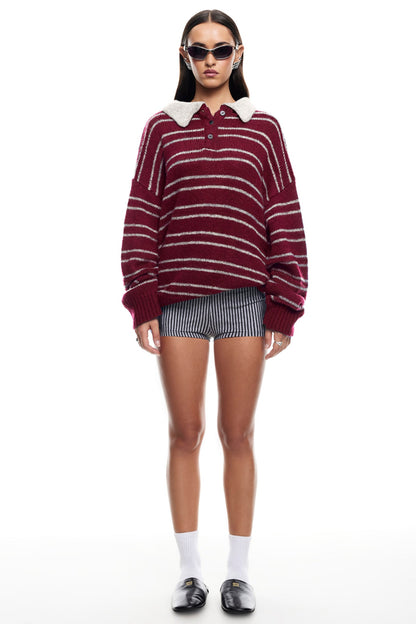 Maglione in jersey LIONESS Rising Sun color cremisi