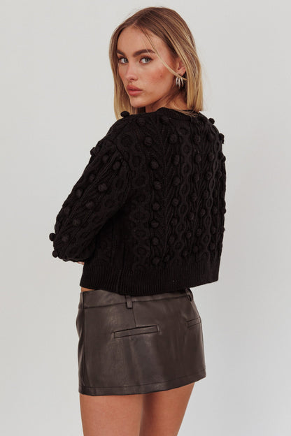 Cardigan con fiocco in velluto Tera nero