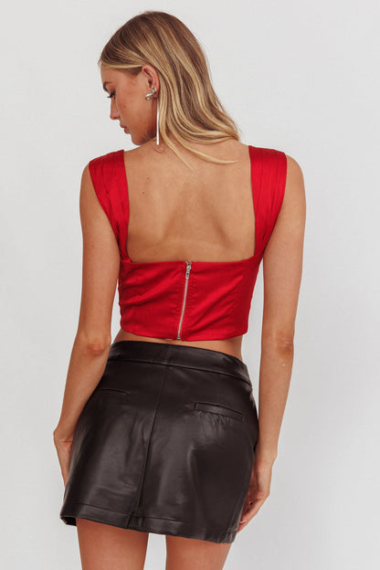 Top con busto in pizzo Neely rosso