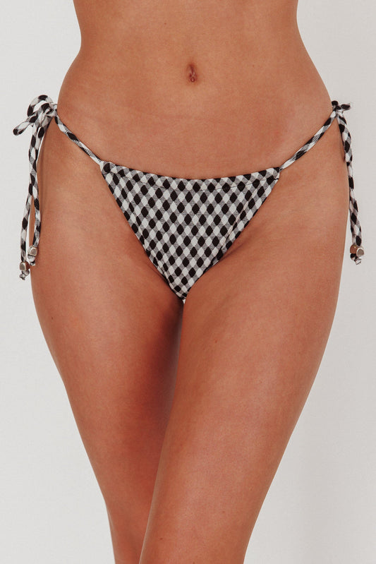 Slip bikini a quadretti con lacci Tamieka