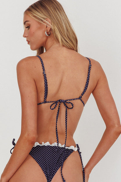 Josie Triangle String Fril Bikini Top Polka Dot