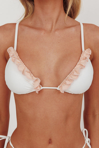 Anita Triangle String Tie Bikini Top Bianco sporco/Rosa