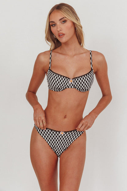 Slip bikini allegro Ric Rac con rifiniture a quadretti